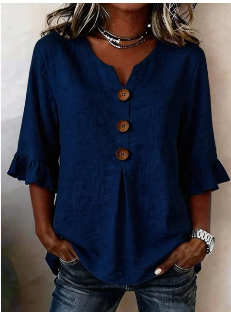 Elena - Blusa lisa de lino