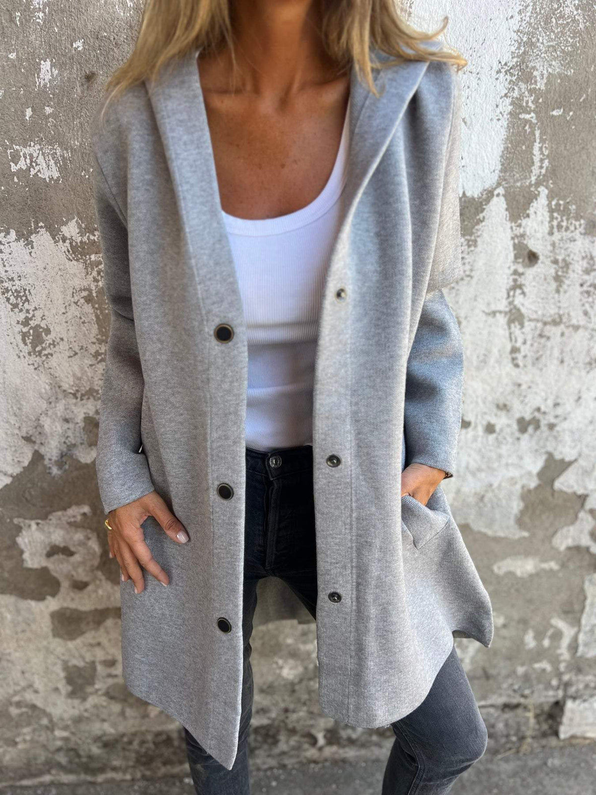 Isabella - Chaqueta larga elegante con capucha