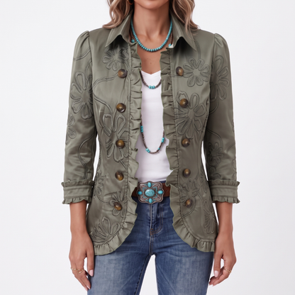 Patricia - Chaqueta bordada ligera con volantes