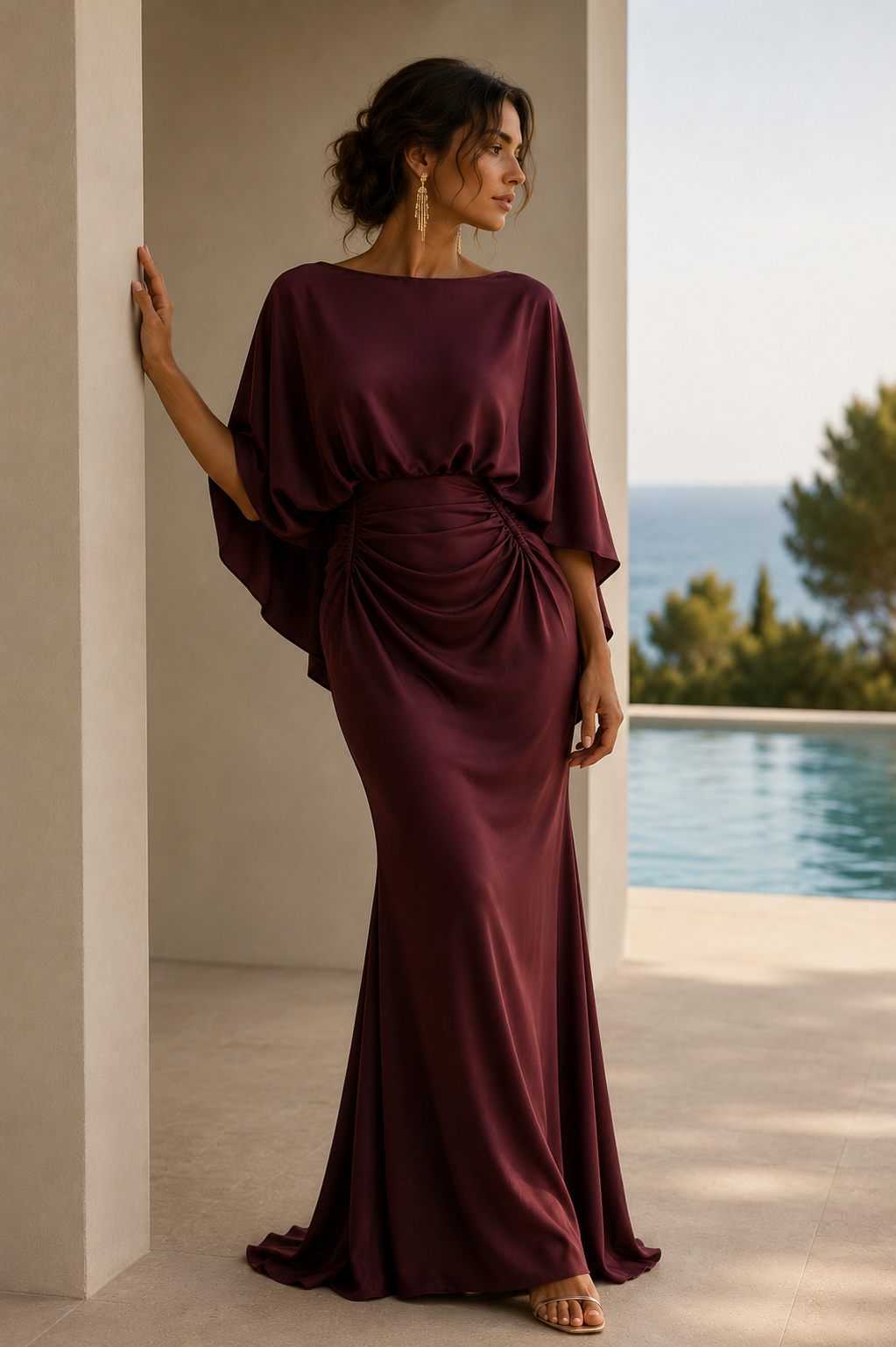 Cristina - Vestido Celeste de Silueta Elegante