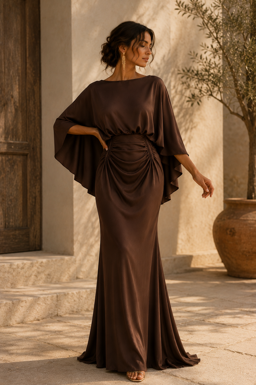 Cristina - Vestido Celeste de Silueta Elegante