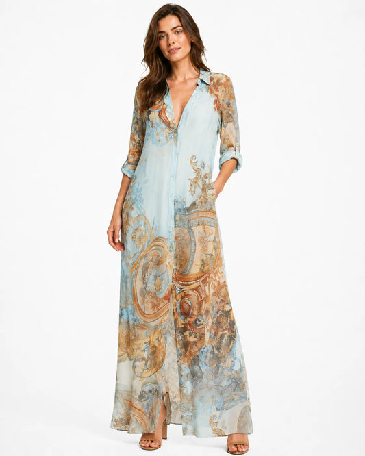 Aura - Vestido tipo camisa Brisa Marina