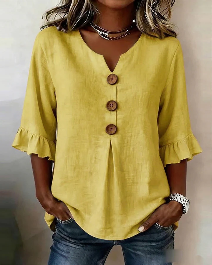 Elena - Blusa lisa de lino