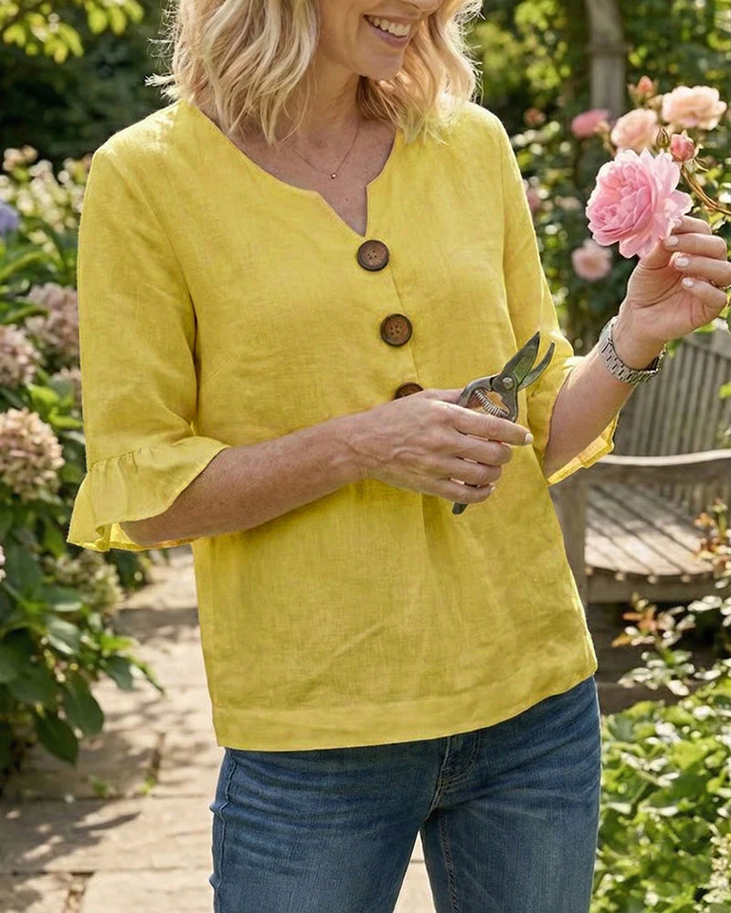 Elena - Blusa lisa de lino