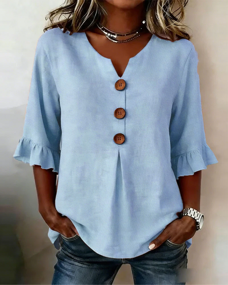 Elena - Blusa lisa de lino
