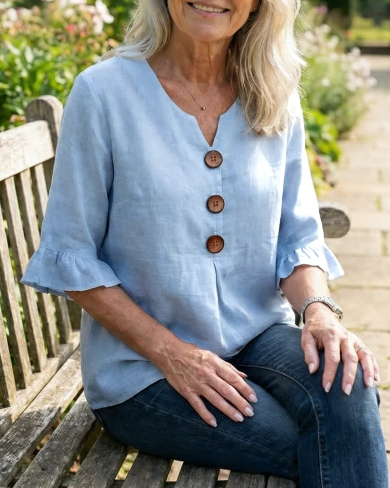 Elena - Blusa lisa de lino