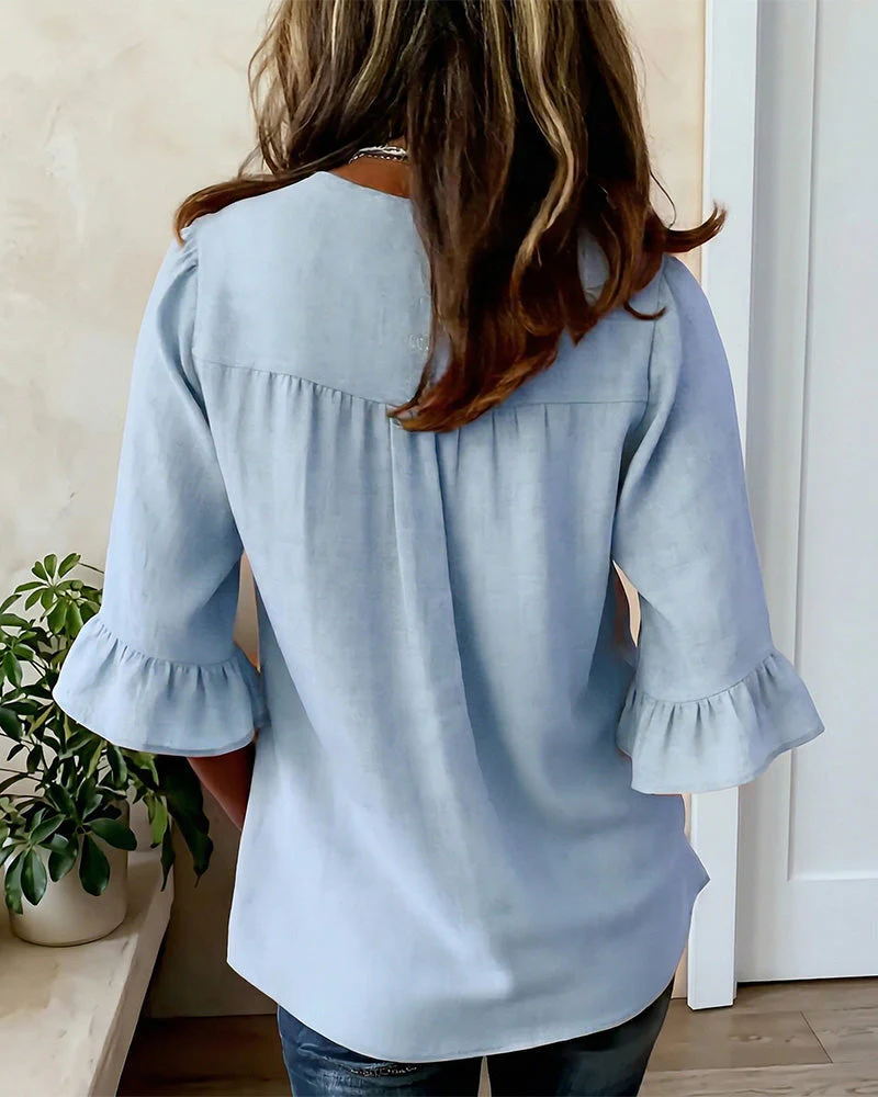 Elena - Blusa lisa de lino