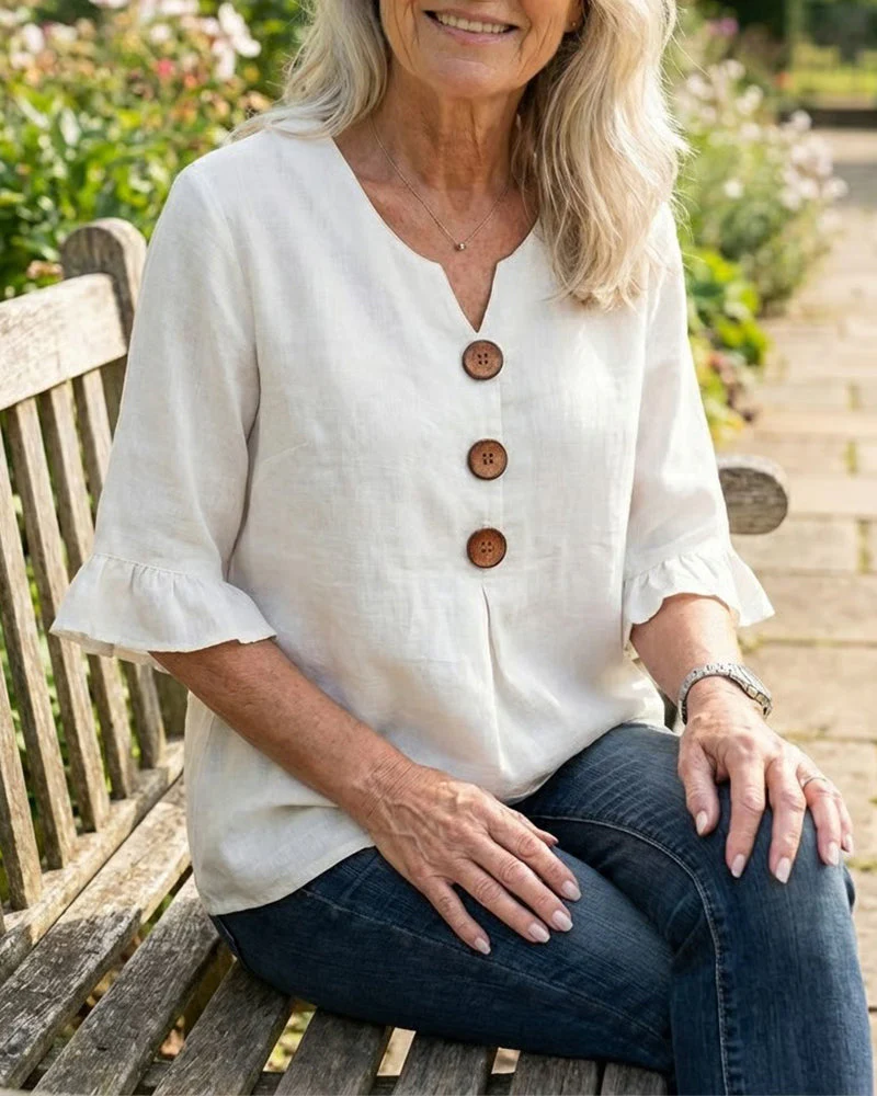 Elena - Blusa lisa de lino