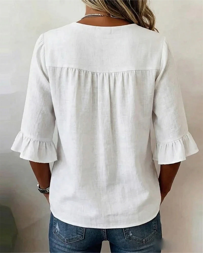 Elena - Blusa lisa de lino