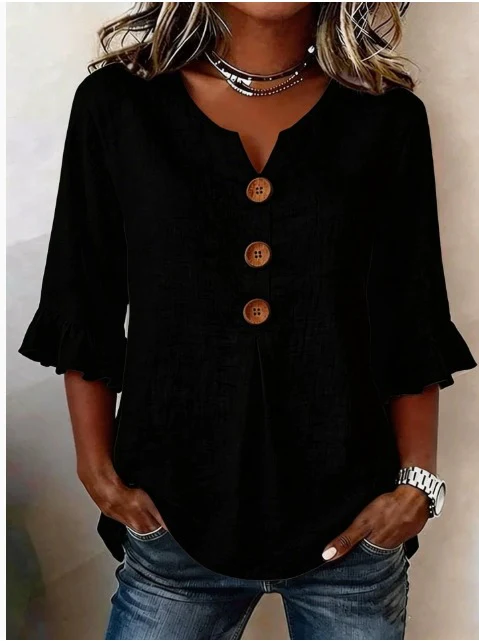 Elena - Blusa lisa de lino