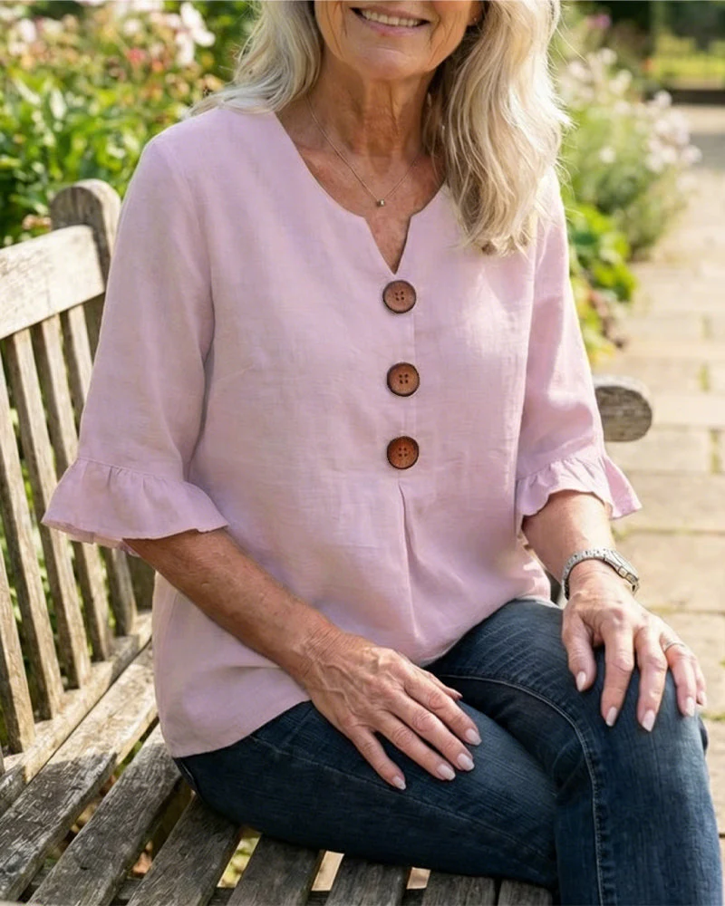 Elena - Blusa lisa de lino