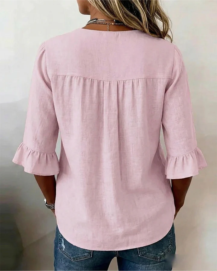 Elena - Blusa lisa de lino
