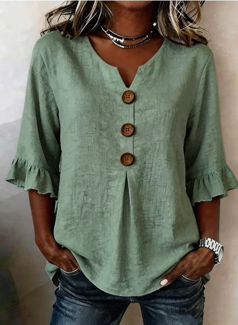 Elena - Blusa lisa de lino