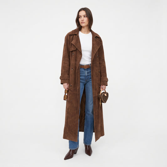 Victoria - Abrigo chic de ante suave