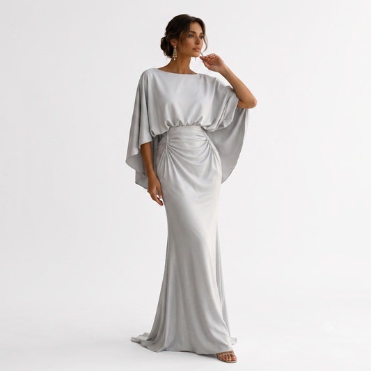 Cristina - Vestido Celeste de Silueta Elegante