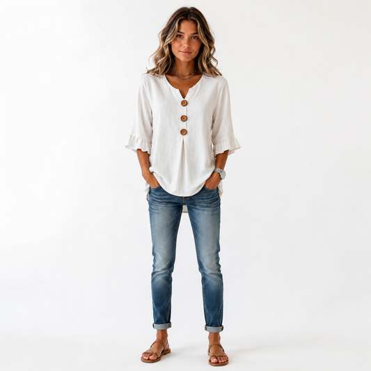 Elena - Blusa lisa de lino