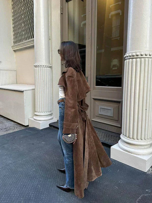 Victoria - Abrigo chic de ante suave