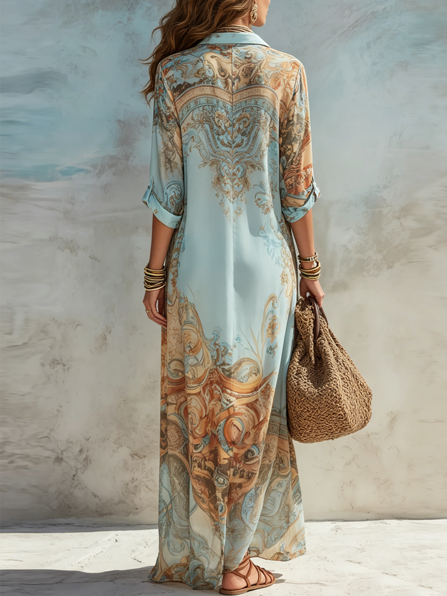 Aura - Vestido tipo camisa Brisa Marina