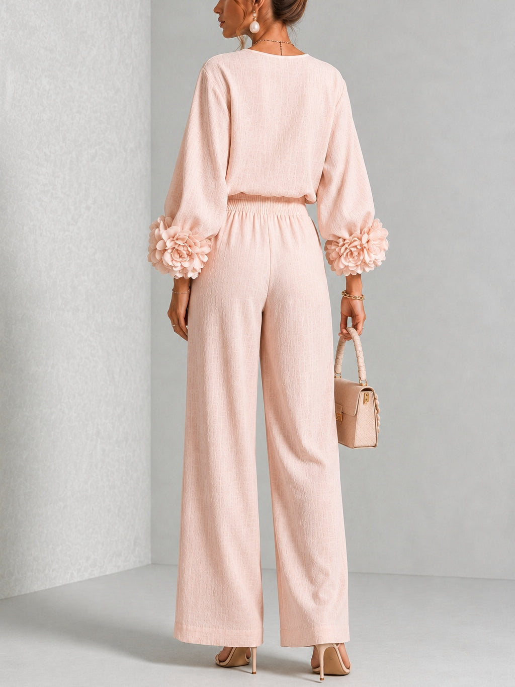 Rosa - Conjunto de dos piezas con puños florales