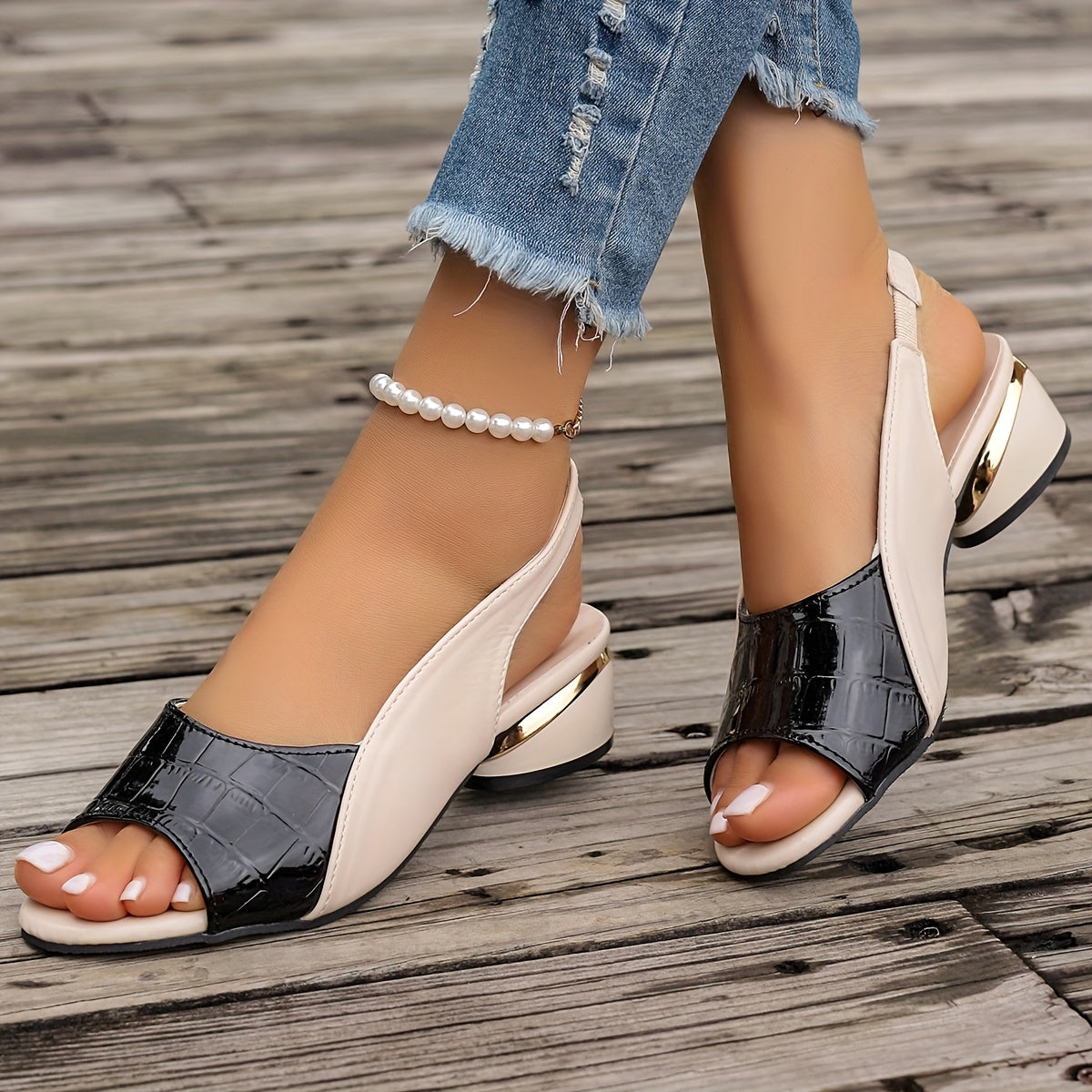 Leire - Sandalia Bicolor Slingback Premium