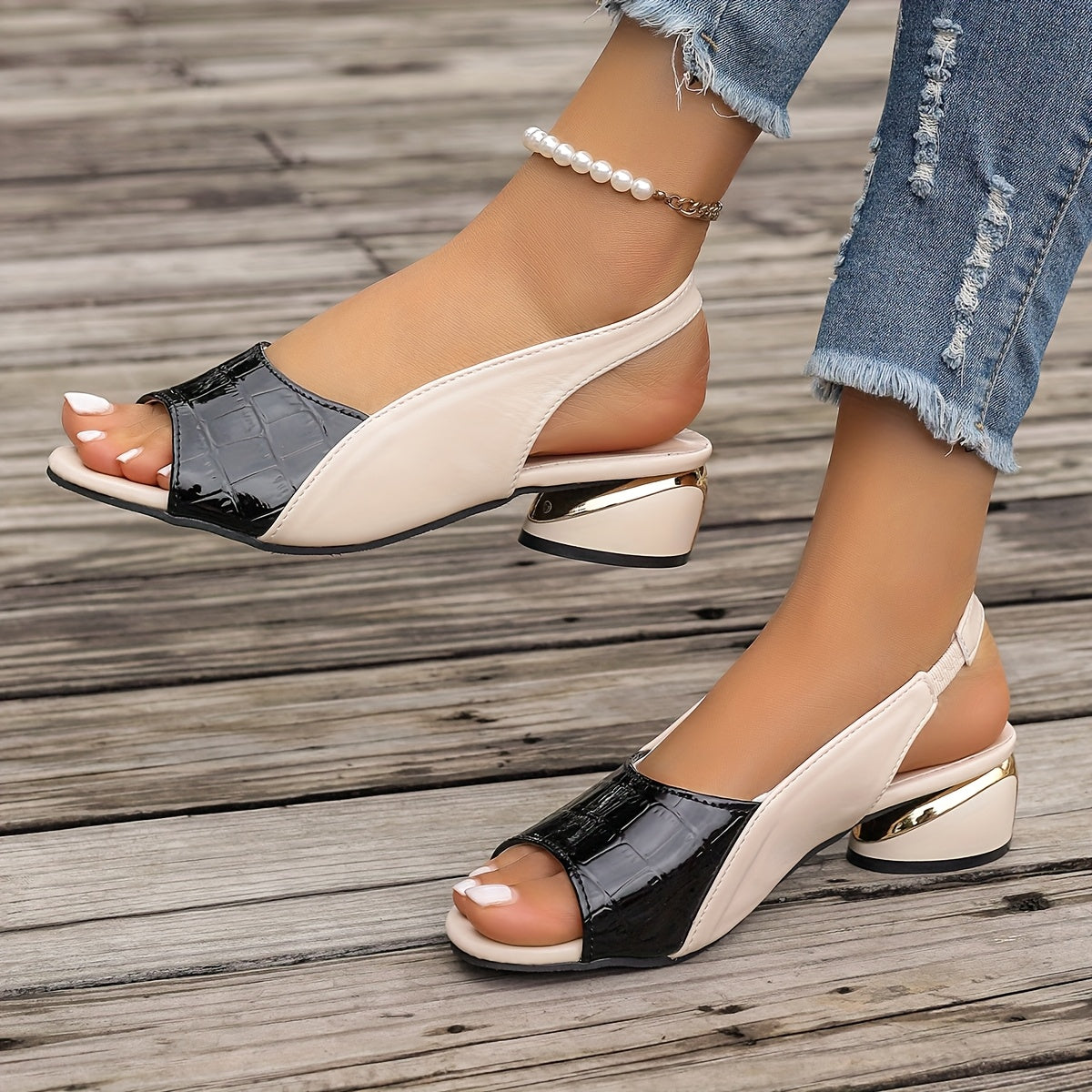 Leire - Sandalia Bicolor Slingback Premium