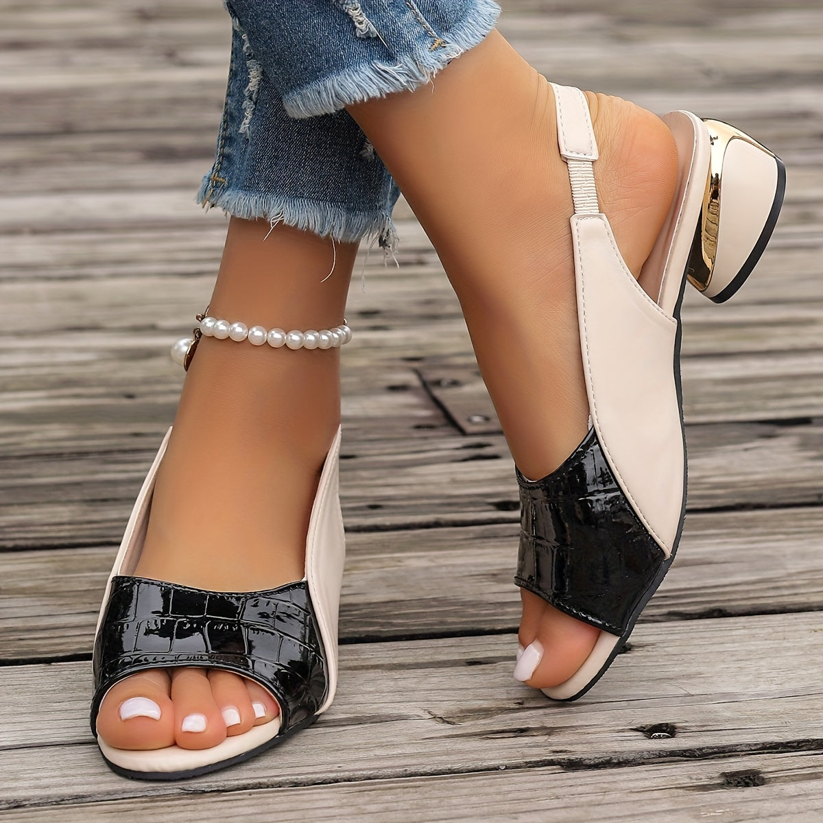 Leire - Sandalia Bicolor Slingback Premium