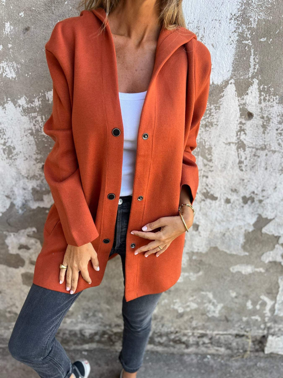 Isabella - Chaqueta larga elegante con capucha