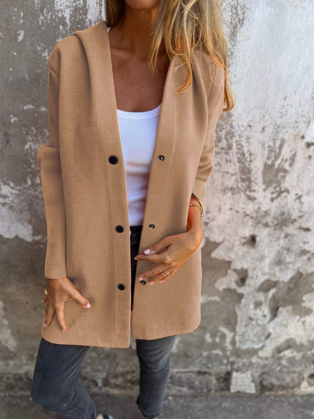 Isabella - Chaqueta larga elegante con capucha